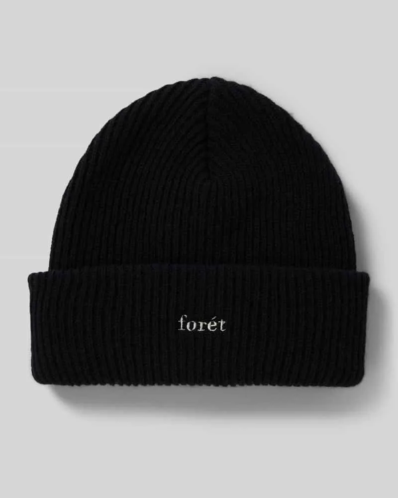 forét Beanie aus Woll-Mix mit Label-Stitching Black