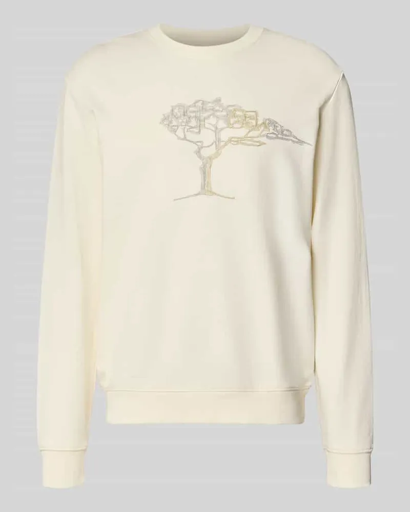 Fynch-Hatton Sweatshirt mit Rundhalsausschnitt und Stitching Offwhite