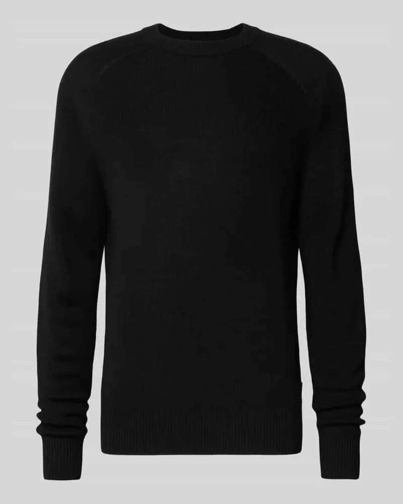 HUGO BOSS Regular Fit Strickpullover aus Schurwoll-Mix Modell 'AKAJER Black