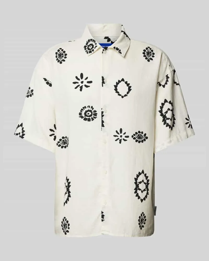 Jack & Jones Regular Fit Freizeithemd aus Leinen-Viskose-Mix Modell 'NOTO Ecru