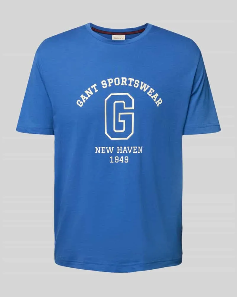 Gant T-Shirt mit Label-Print Royal