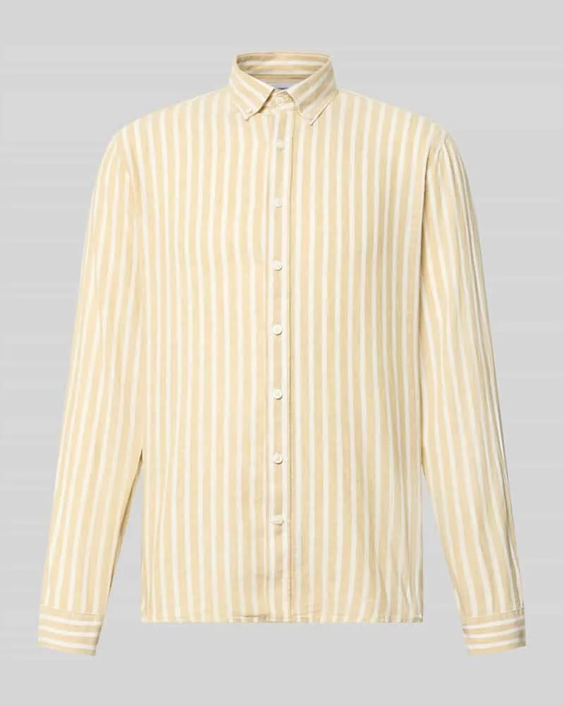 Lindbergh Relaxed Fit Freizeithemd mit Button-Down-Kragen Sand