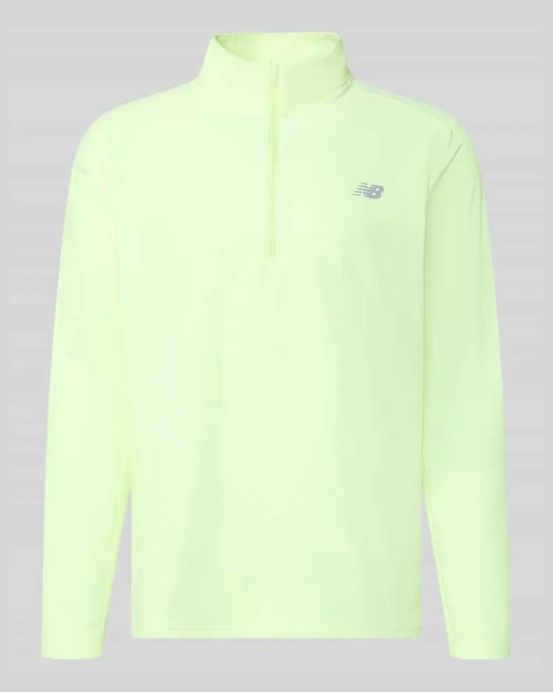 New Balance Regular Fit Sweatshirt mit Troyer-Kragen Neon