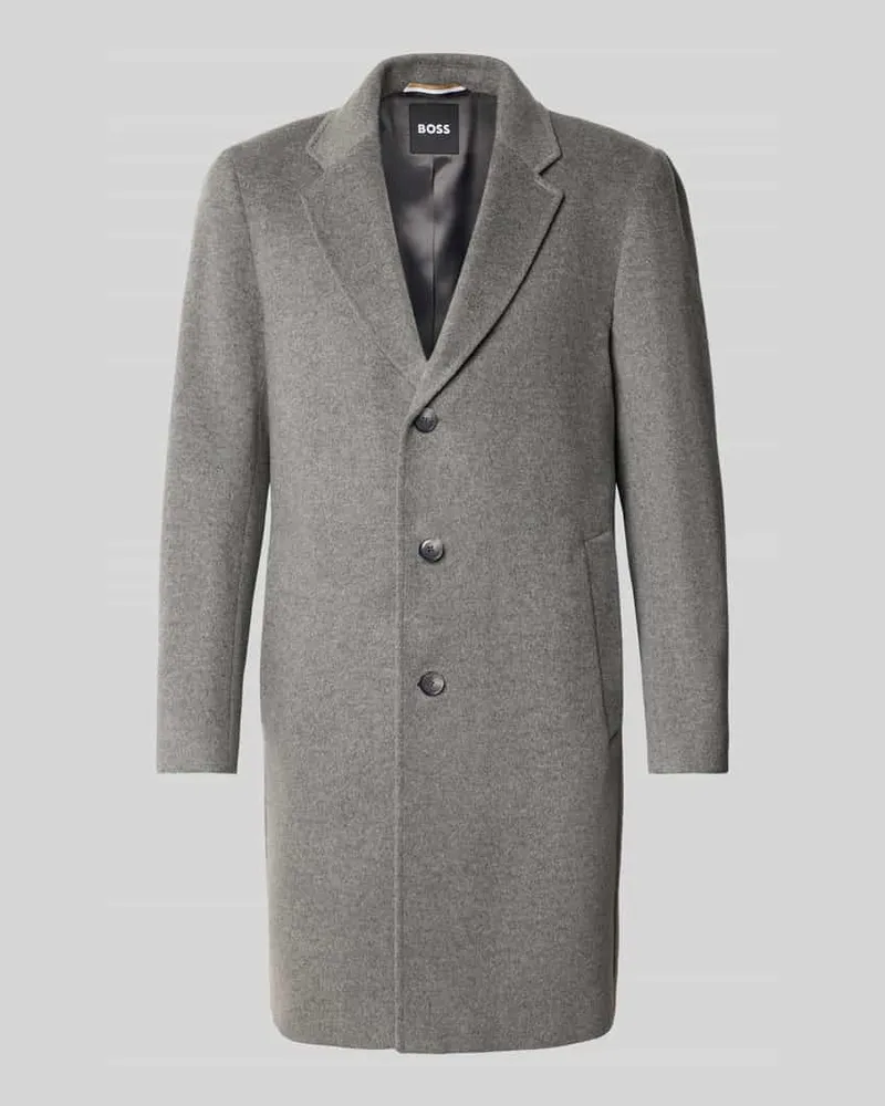 HUGO BOSS Slim Fit Wollmantel mit Reverskragen Modell 'HYDE Mittelgrau