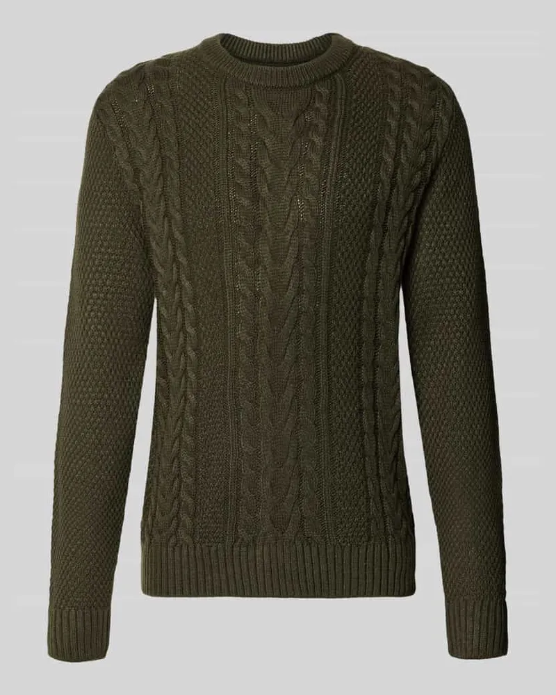 Jack & Jones Pullover mit Zopfstrickstruktur Oliv
