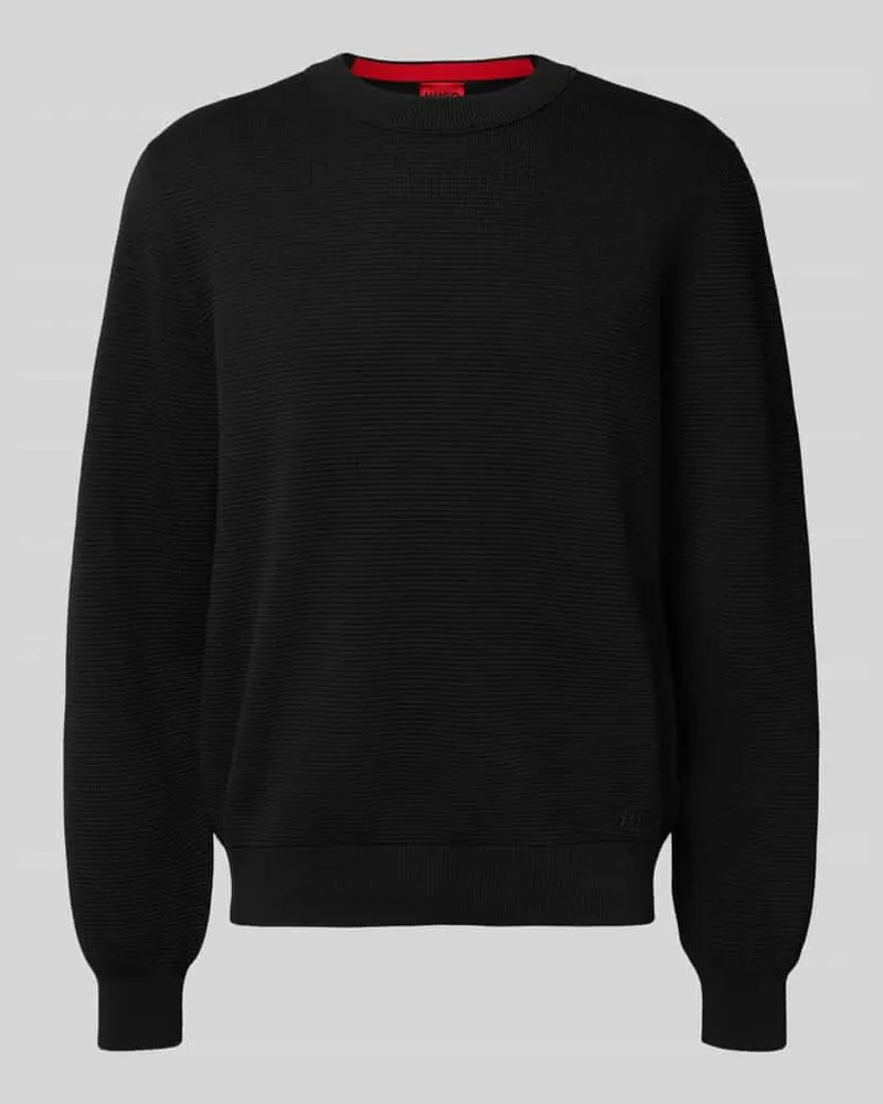 HUGO BOSS Loose Fit Strickpullover aus reiner Baumwolle Modell 'SAN CELLY Black