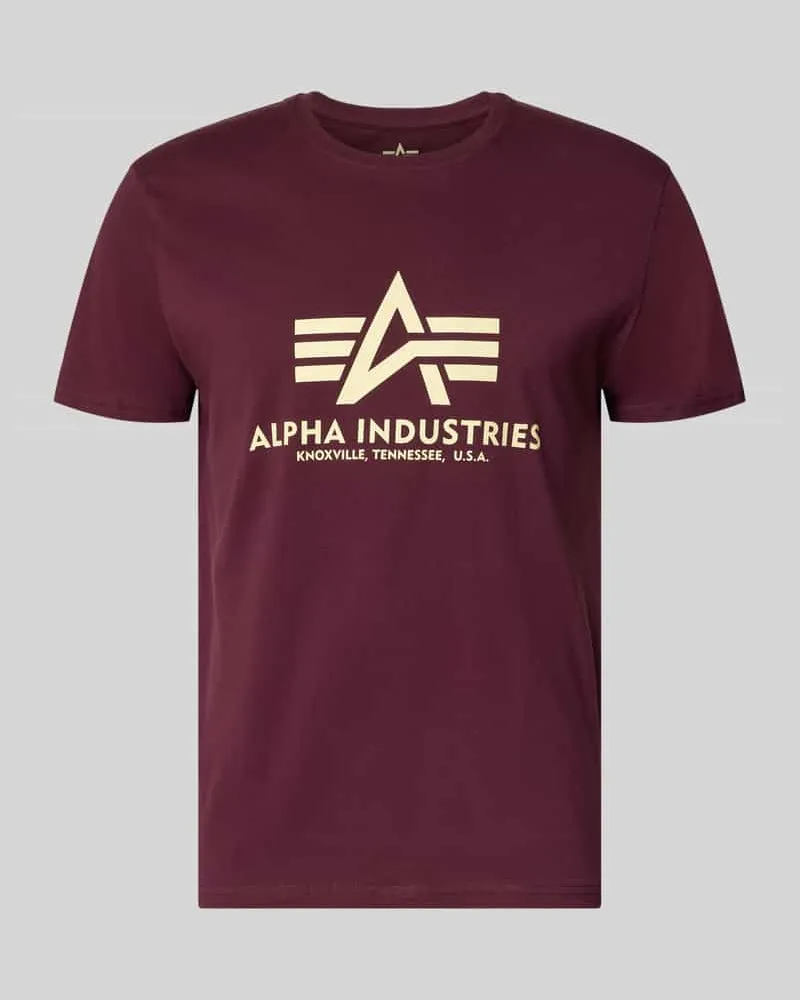 Alpha Industries T-Shirt mit Logo und Rundhalsausschnitt Bordeaux