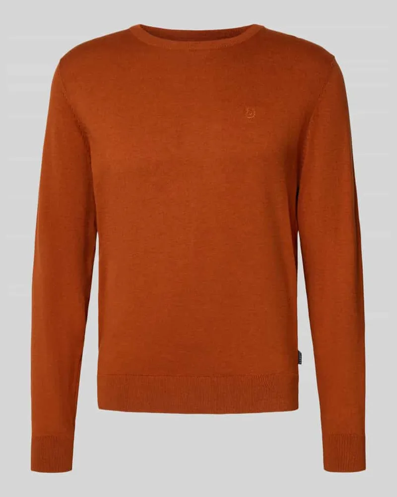 Bugatti Strickpullover mit gerippten Abschlüssen Orange