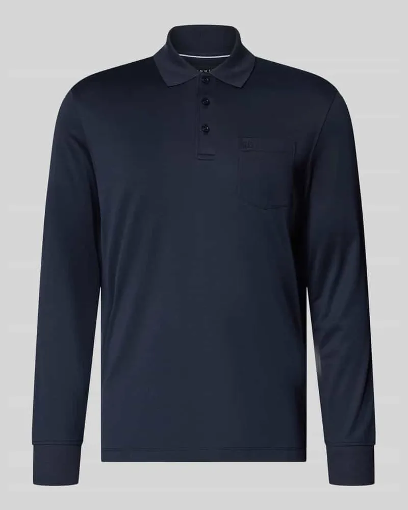 Bugatti Regular Fit Poloshirt aus Baumwoll-Mix mit Brusttasche Marine