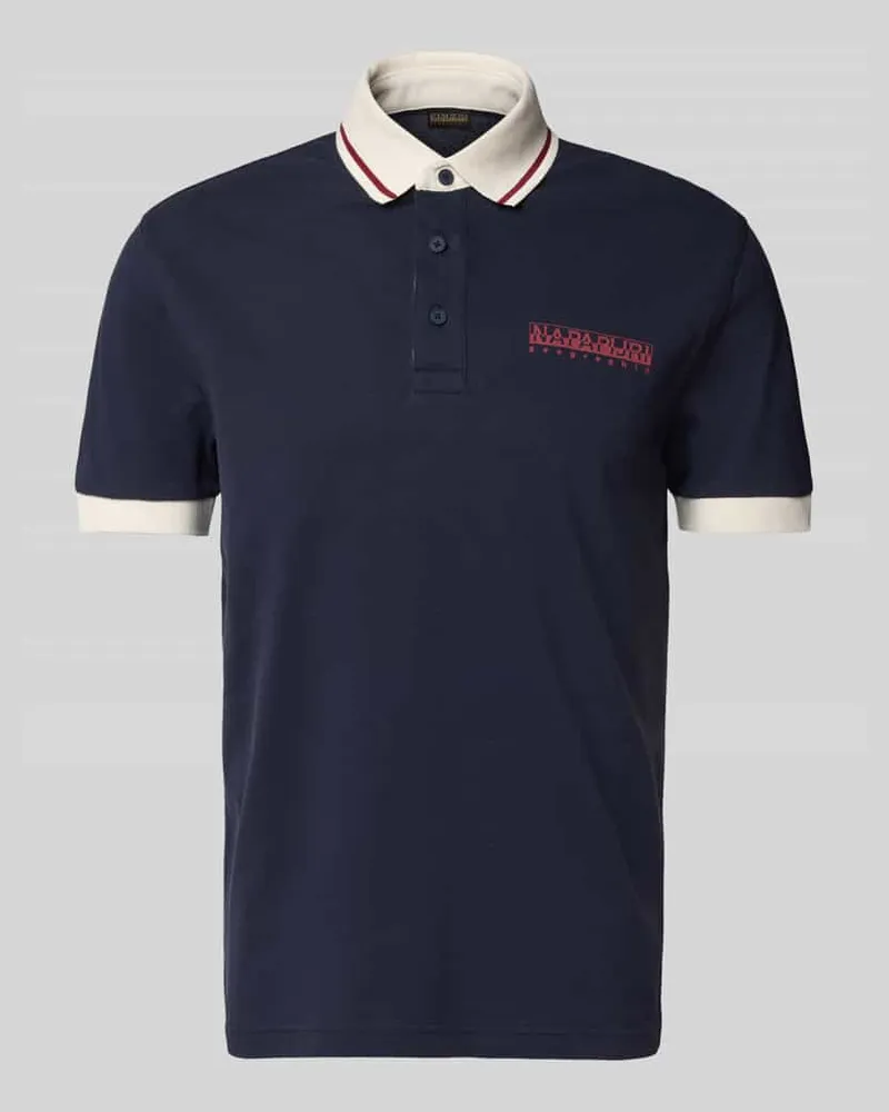 Napapijri Slim Fit Poloshirt mit Label-Print Marine