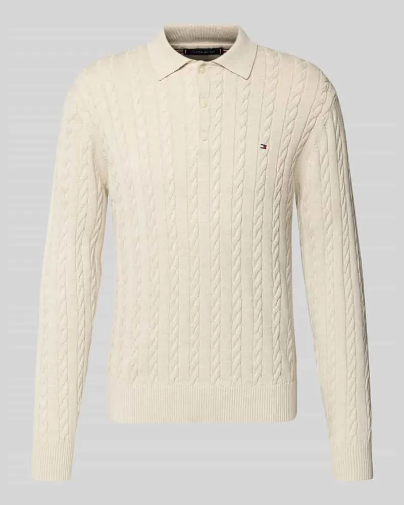 Tommy Hilfiger Regular Fit Strickpullover aus reiner Baumwolle Offwhite