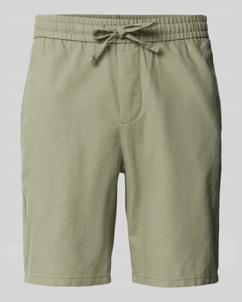 Only & Sons Regular Fit Shorts aus Baumwoll-Leinen-Mix Modell 'LINUS Gruen