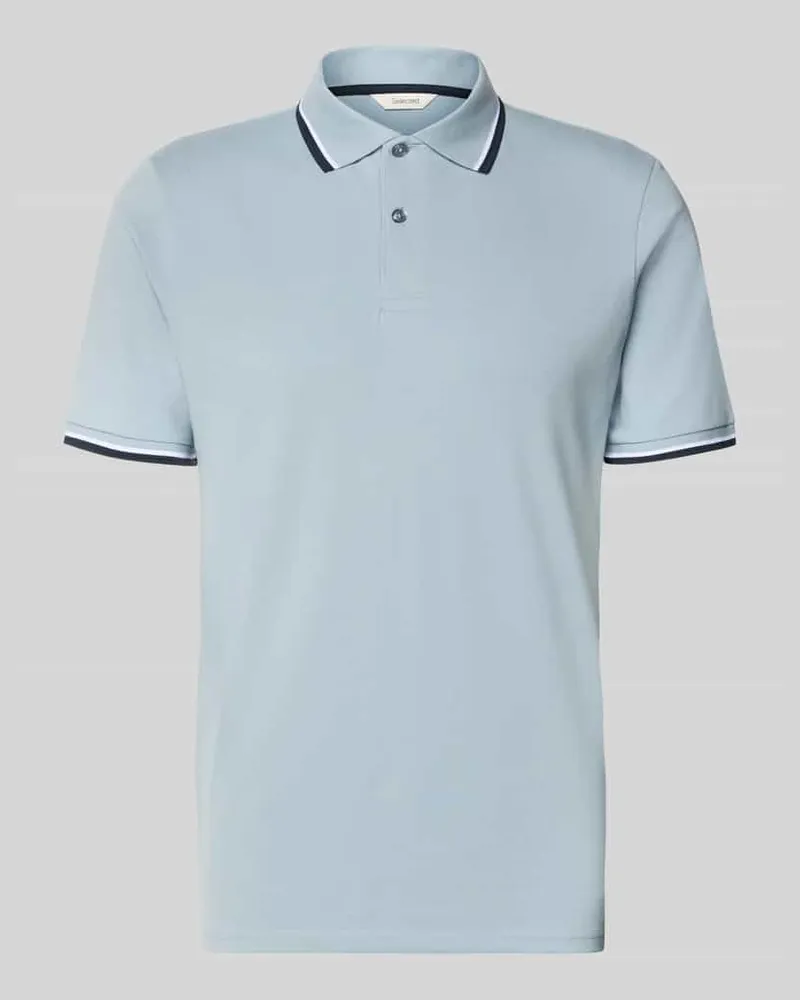 Selected Homme Slim Fit Poloshirt aus Bio-Baumwoll-Mix Modell 'SLIM ATLAS SPORT Hellblau