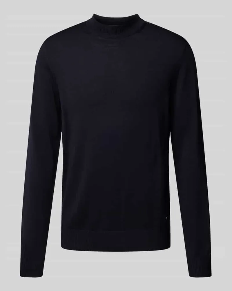 JOOP! Strickpullover aus Schurwolle mit Stehkragen Modell 'Davide Marine