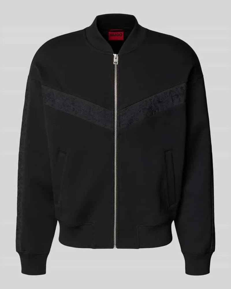 HUGO BOSS Oversized Sweatjacke aus Baumwoll-Mix Modell 'DROMZIP Black