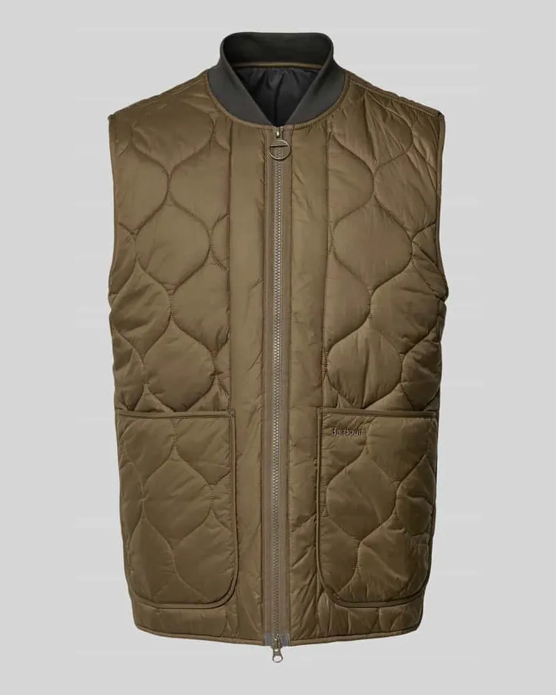 Barbour Regular Fit Steppweste mit Zweiwege-Reißverschluss Oliv
