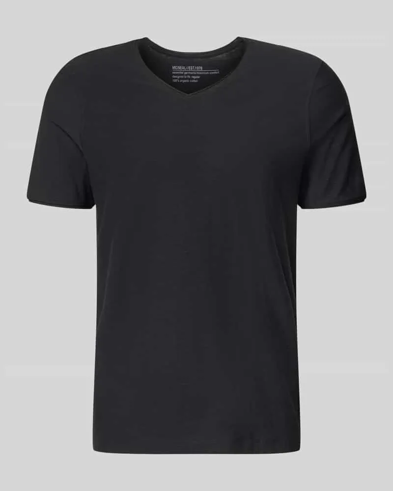McNeal T-Shirt mit V-Ausschnitt und Rollsaum Black