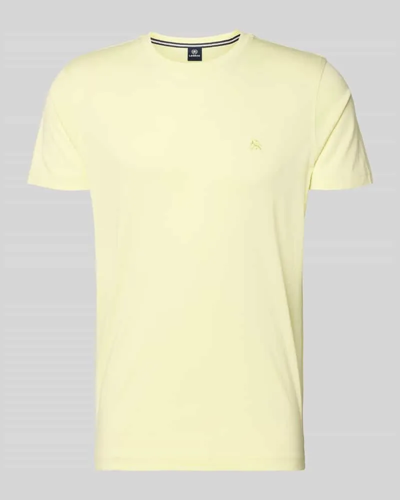 Lerros T-Shirt mit Rundhalsausschnitt und Logo-Stitching Hellgelb