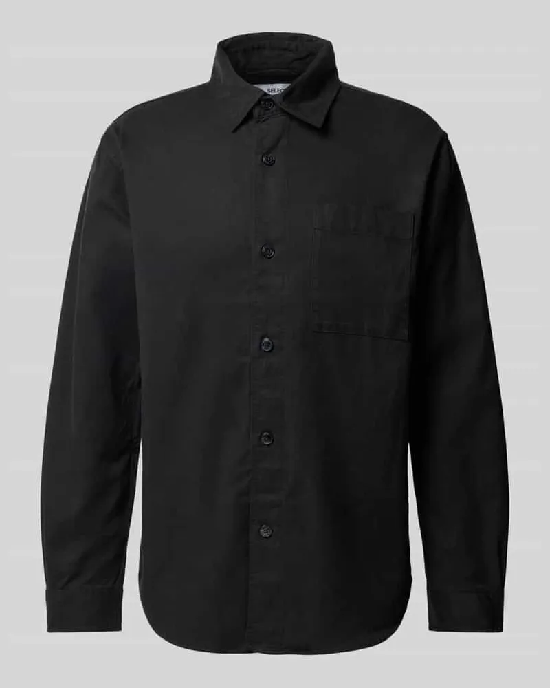 Selected Homme Regular Fit Hemdjacke mit Brusttasche Modell 'ACE THAIS Black