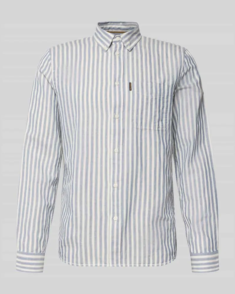 PME Legend Regular Fit Freizeithemd mit Leinen-Anteil Jeansblau