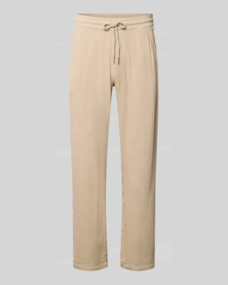 Lindbergh Straight Fit Sweatpants in Musselin-Optik Mud