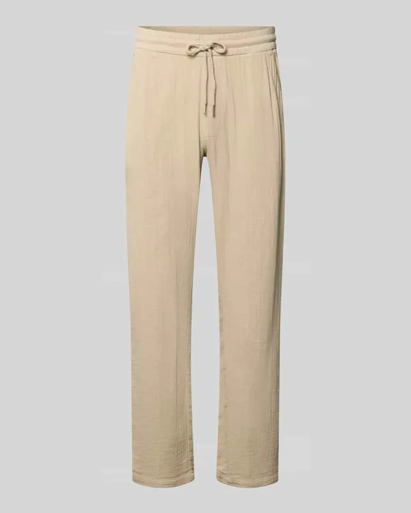 Lindbergh Straight Fit Sweatpants in Musselin-Optik Mud