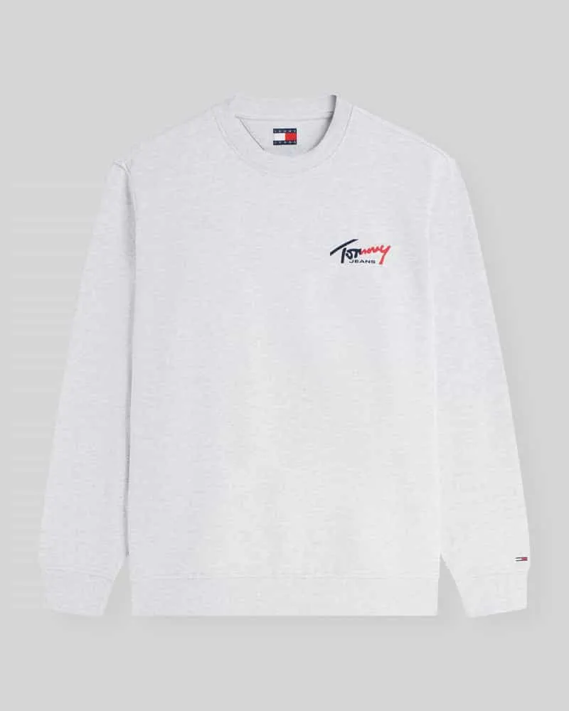 Tommy Hilfiger Regular Fit Sweatshirt aus reiner Baumwolle Hellgrau