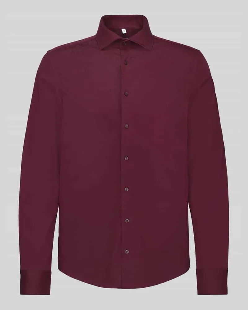 Seidensticker Slim Fit Businesshemd aus Baumwoll-Modal-Mix Modell 'Light Spread Kent Bordeaux