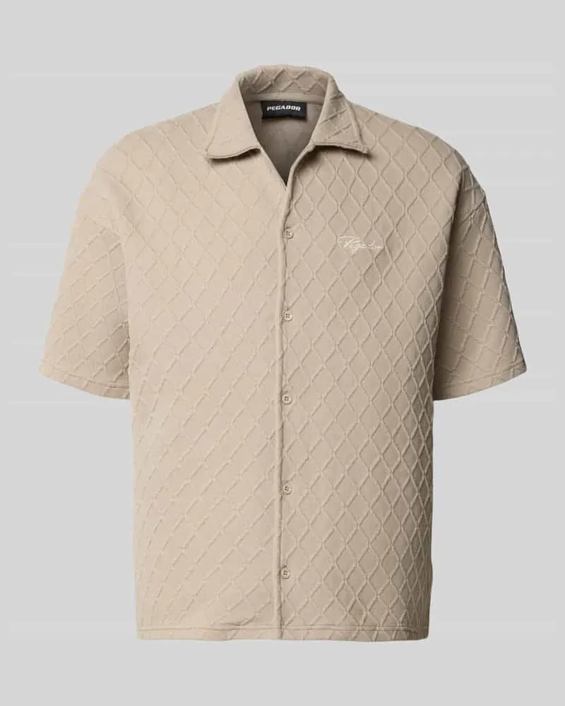 PEGADOR Modern Fit Freizeithemd mit Logo-Stitching Modell 'Jovren Taupe