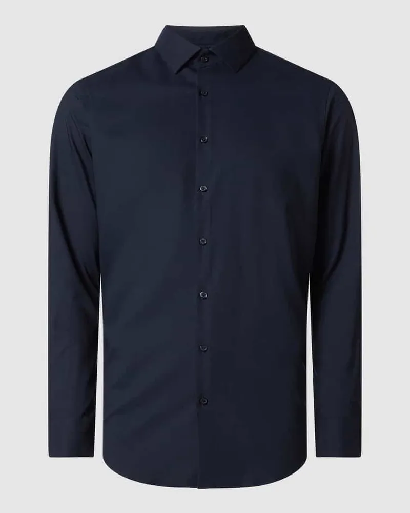 JAKE*S Regular Fit Business-Hemd mit Knopfleiste Marine