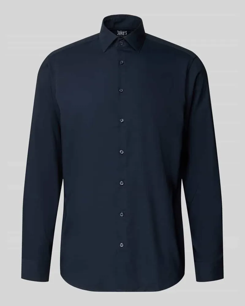 JAKE*S Regular Fit Business-Hemd mit Knopfleiste Marine