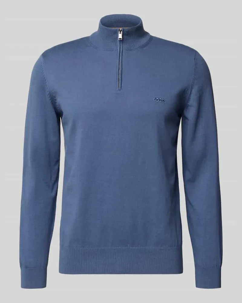 HUGO BOSS Regular Fit Troyer aus reiner Baumwolle Modell 'PADRO-L Blau