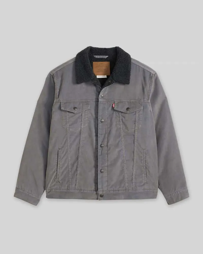 Levi's Relaxed Fit Jeansjacke aus Baumwoll-Mix mit Teddykragen Khaki