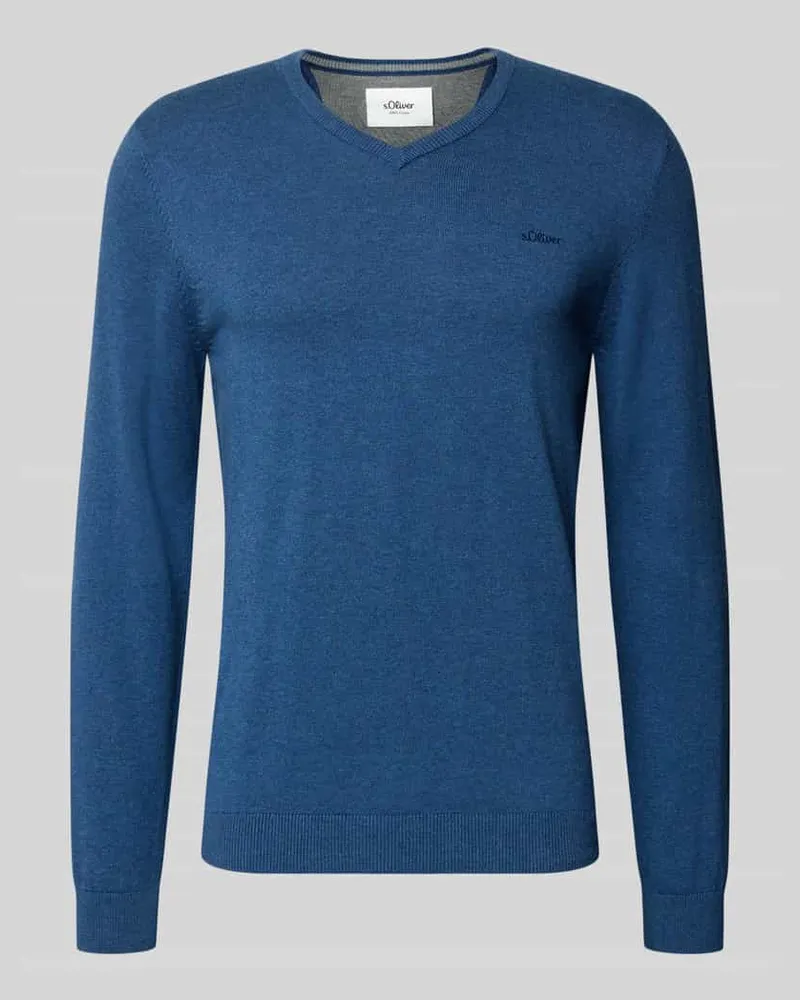 S.Oliver Pullover mit Logo-Stitching Dunkelblau