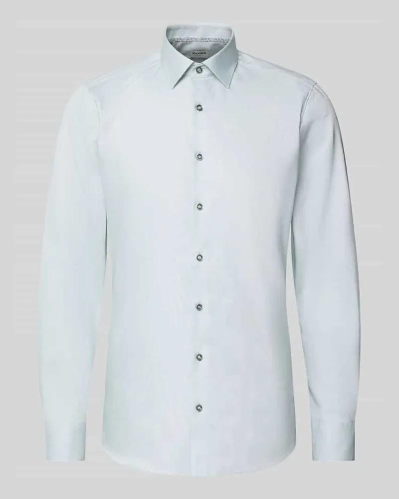 Olymp Slim Fit Businesshemd aus Baumwoll-Mix mit Kentkragen Gruen