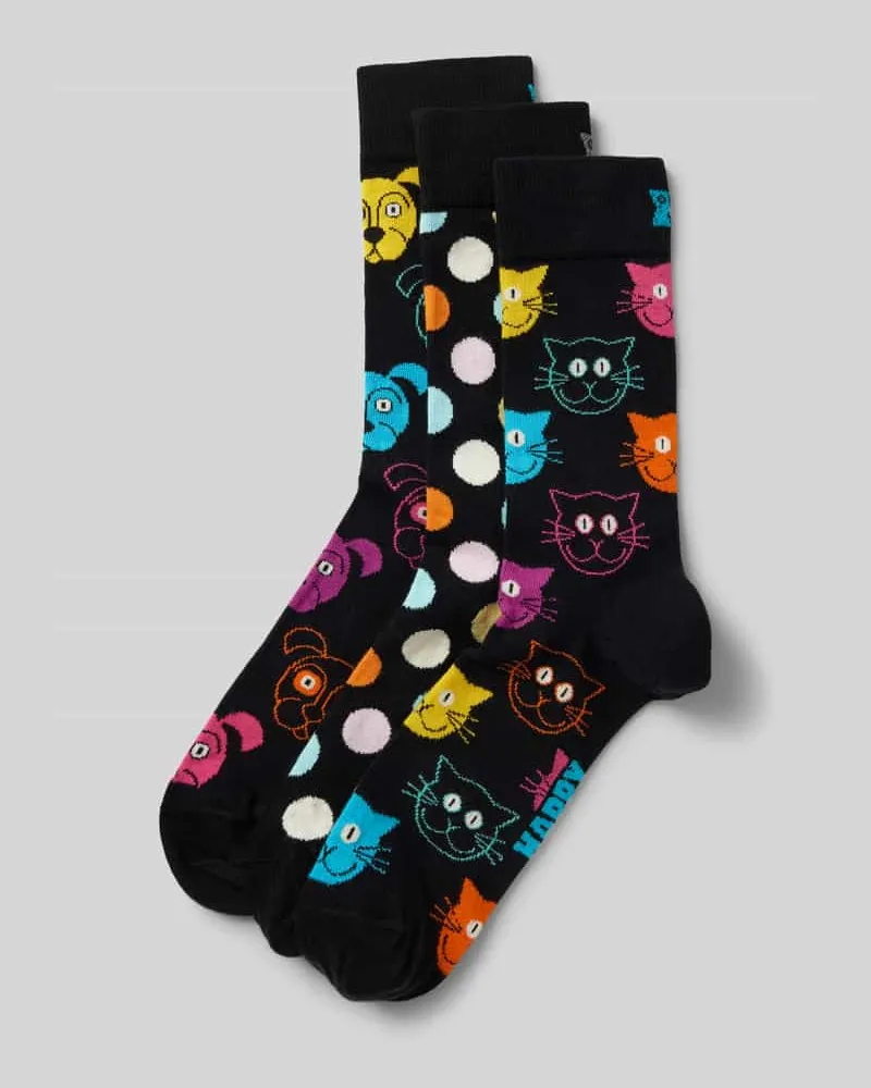 Happy Socks Socken mit Label-Print Modell 'Classic' im 3er-Pack 
