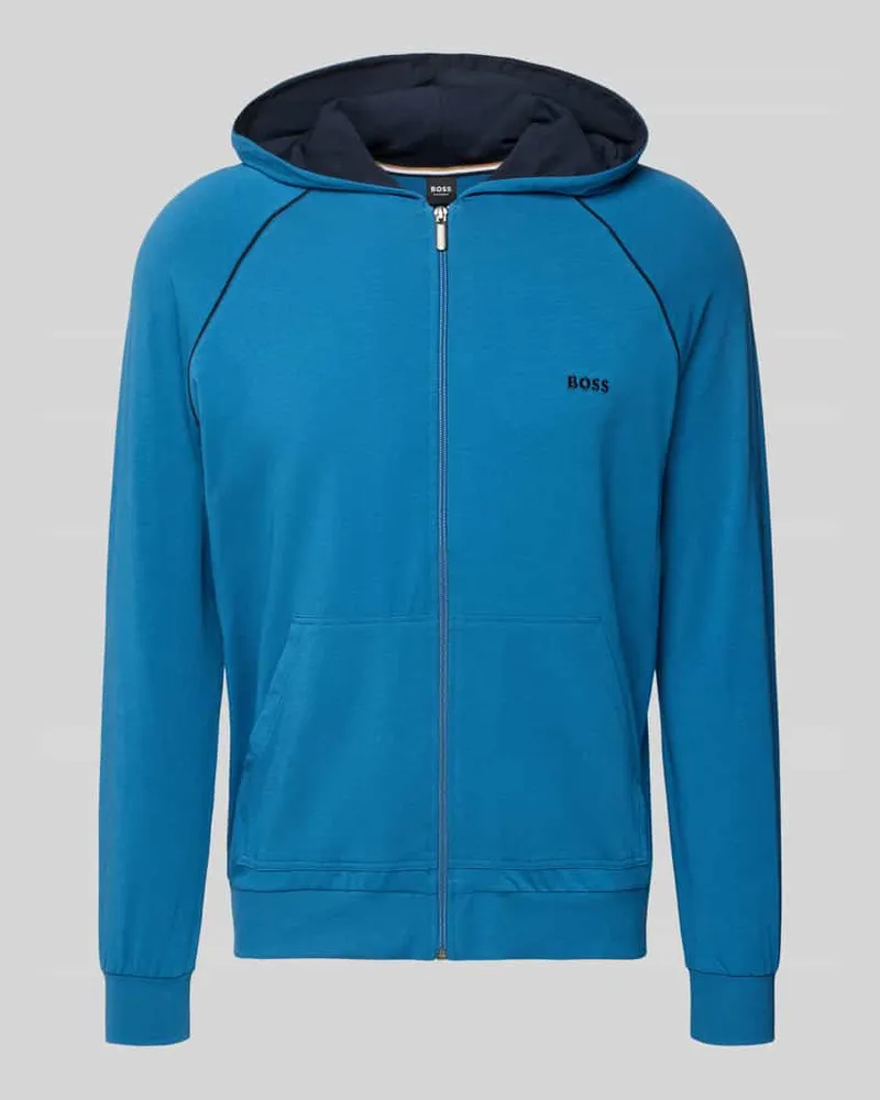 HUGO BOSS Regular Fit Sweatjacke aus Baumwoll-Mix Blau