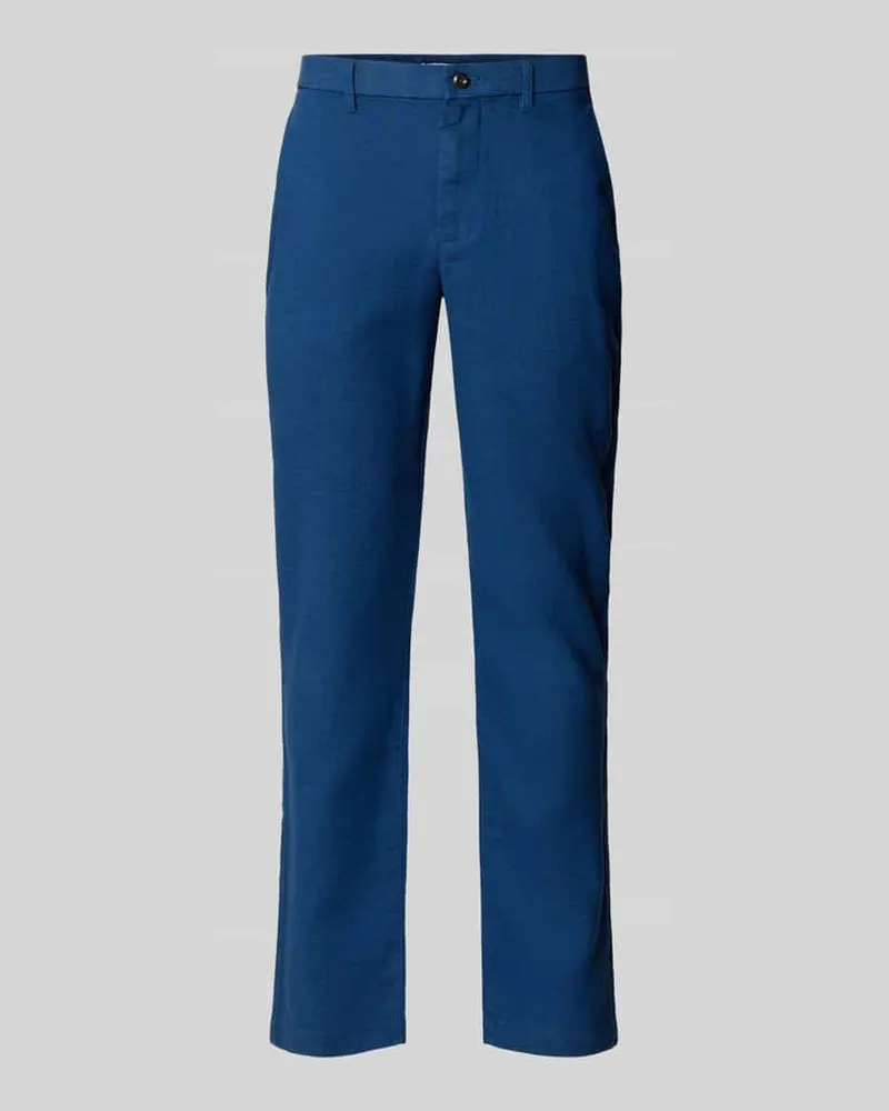 Tommy Hilfiger Slim Fit Leinenhose mit Logo-Stitching Modell 'DENTON SORONA Blau