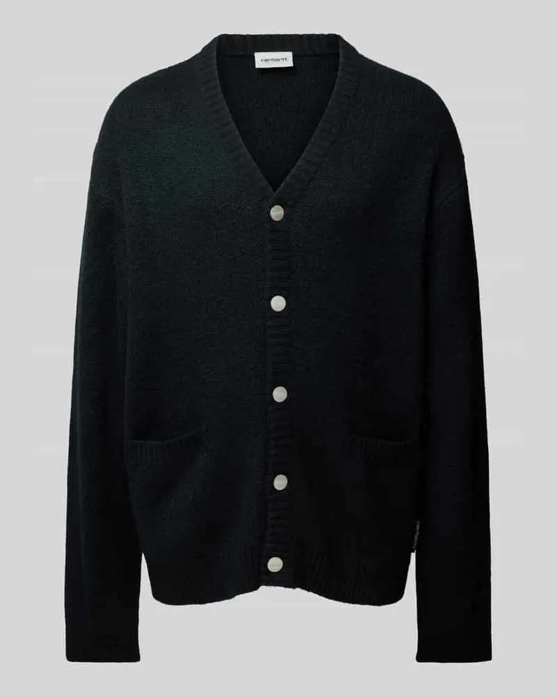 Carhartt WIP Strickjacke mit Knopfleiste und Eingrifftaschen Modell 'MERTON Black