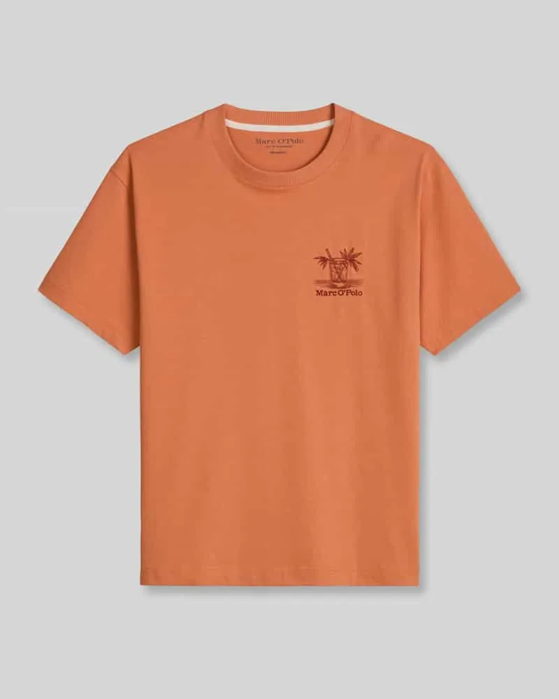 Marc O'Polo Loose Fit T-Shirt aus reiner Baumwolle Hellrot