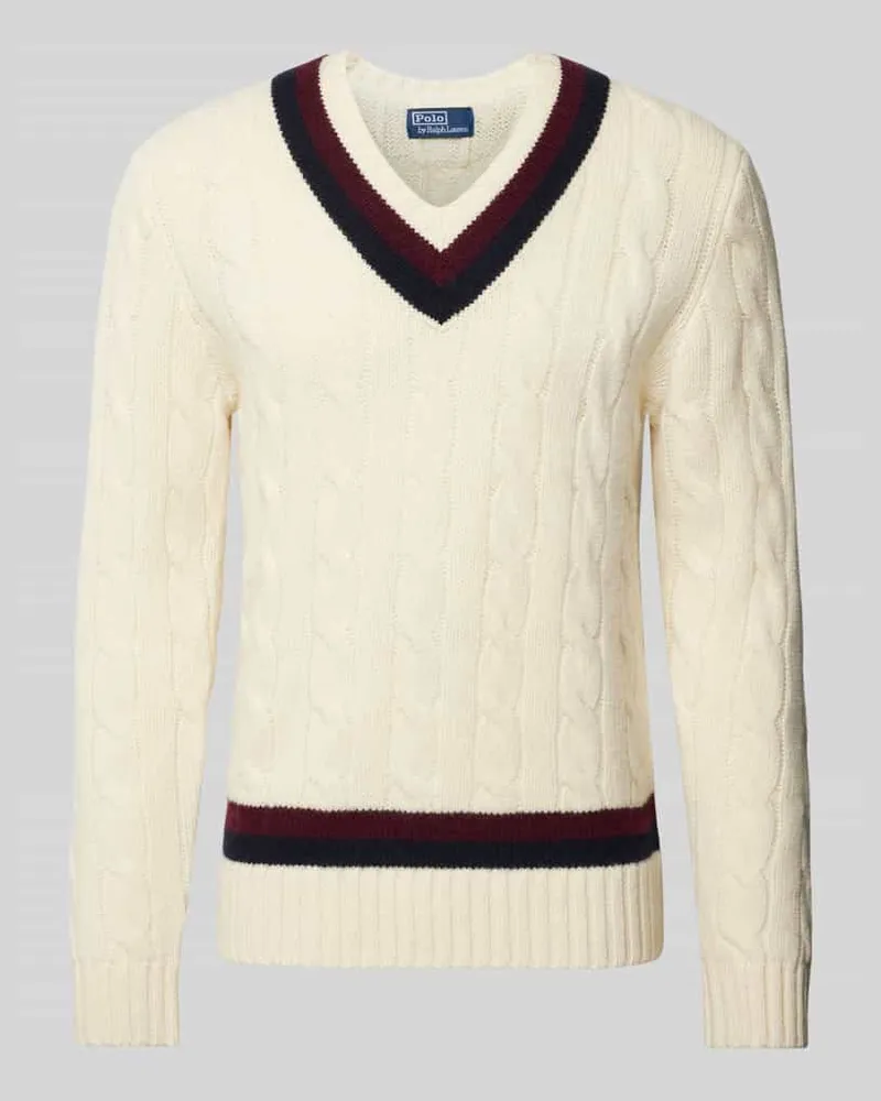 Ralph Lauren Strickpullover mit Zopfmuster Offwhite