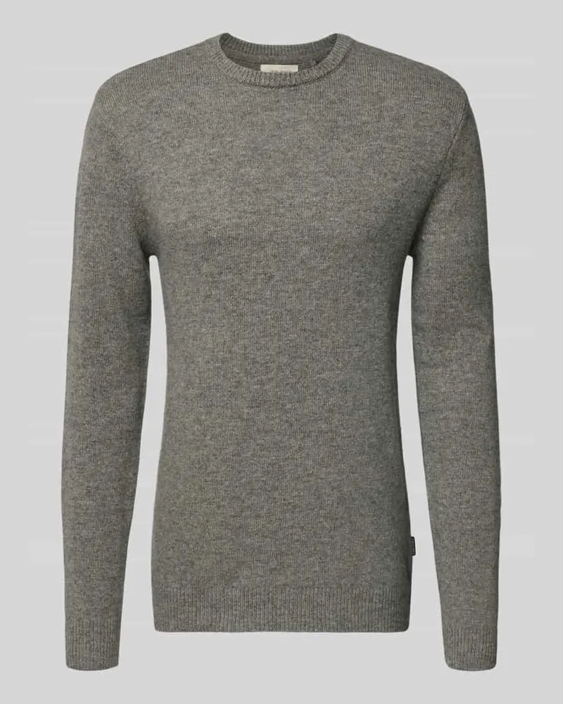 Blend Strickpullover mit gerippten Abschlüssen Modell 'BRANKO Hellgrau
