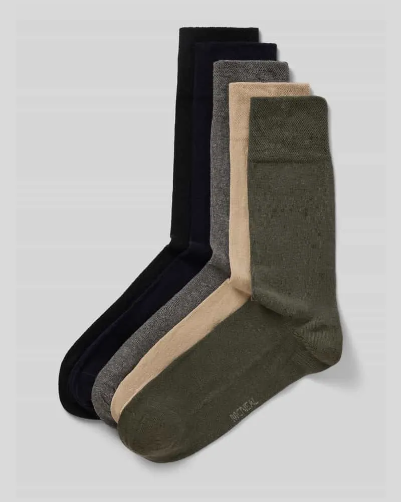 McNeal Socken mit elastischem Rippenbündchen im 5er-Pack Oliv