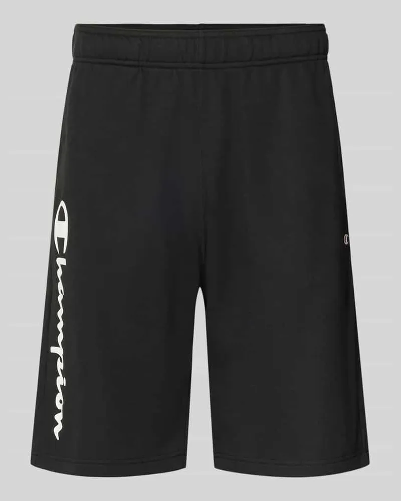 Champion Shorts mit Logo-Print und -Stitching Black