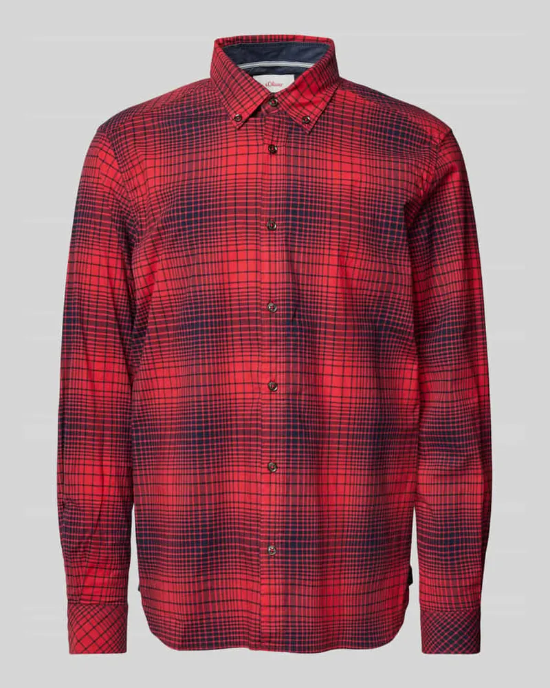S.Oliver Regular Fit Freizeithemd aus Baumwollstretch mit Button-Down-Kragen Rot