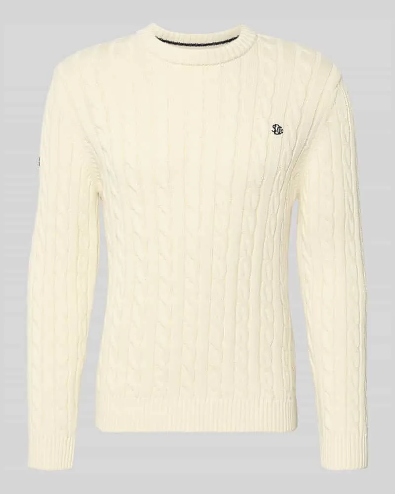 Superdry. Slim Fit Pullover in Strick-Optik Ecru