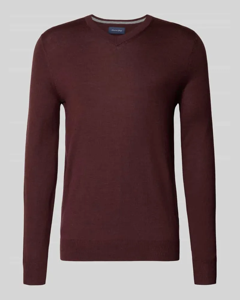 Christian Berg Strickpullover aus Woll-Mix mit V-Ausschnitt 