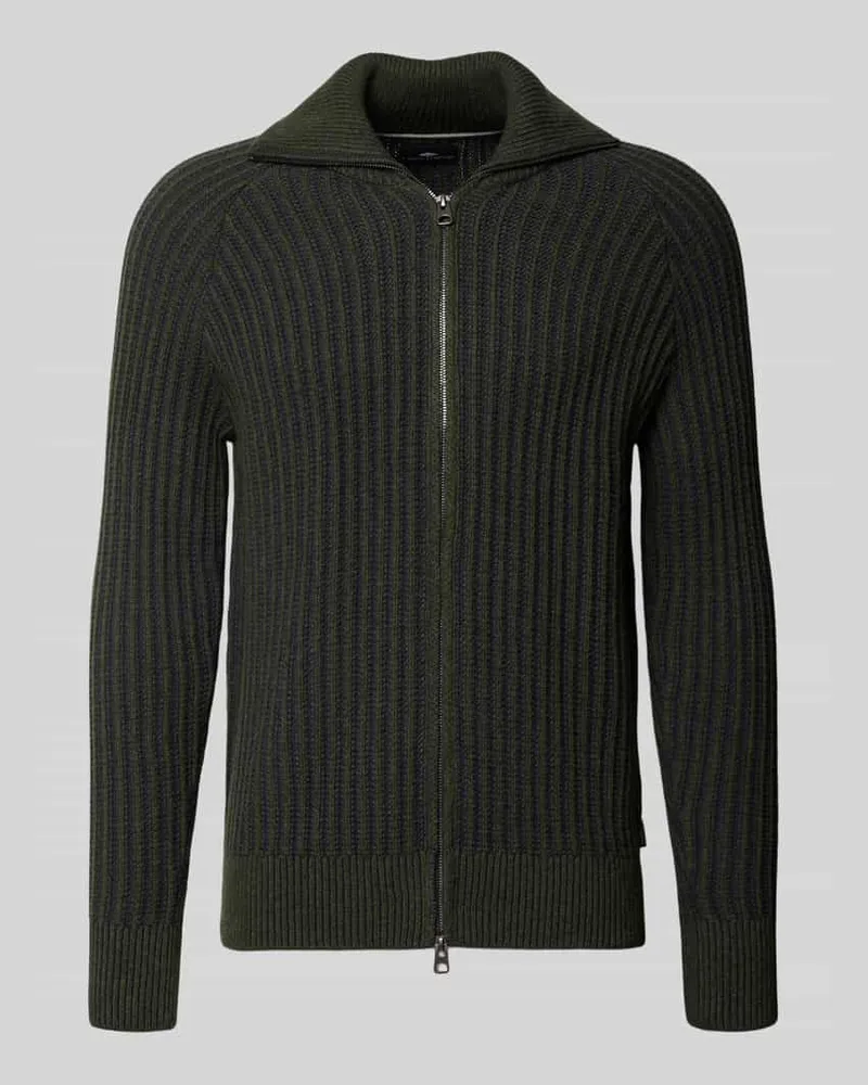 Fynch-Hatton Slim Fit Strickjacke aus Baumwoll-Woll-Mix Khaki