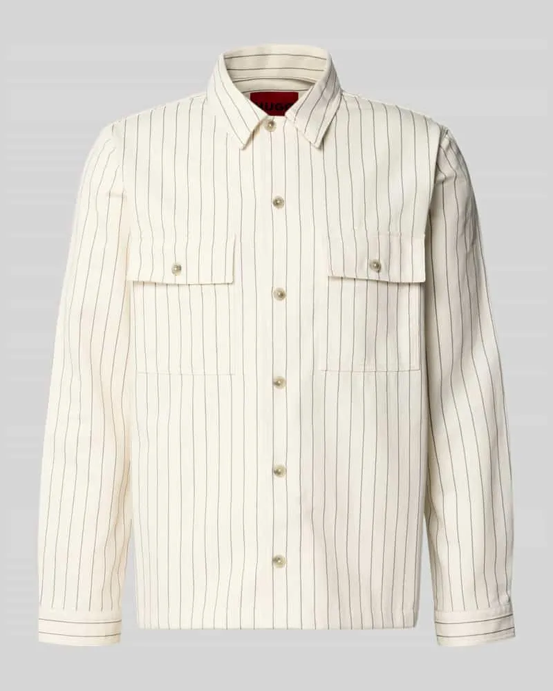 HUGO BOSS Oversized Hemdjacke aus reiner Baumwolle Modell 'EPOLDO Offwhite