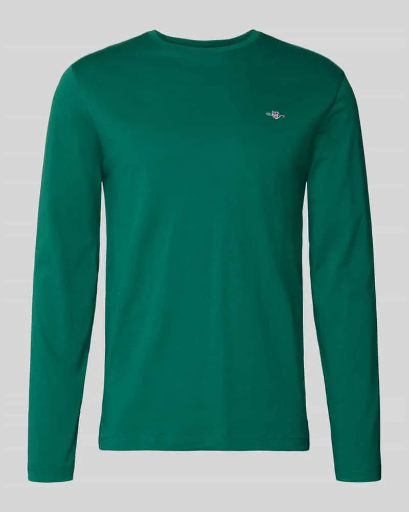 Gant Longsleeve mit Label-Stitching Dunkelgruen